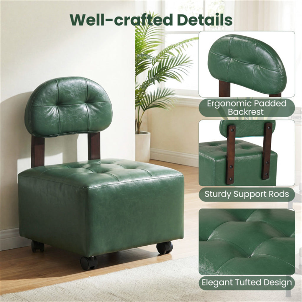 Set of 2 Stackable Small Rolling Stools with Brake Wheels, Compact Shoe Changing Footrest for Entryway US FREE SHIPPING