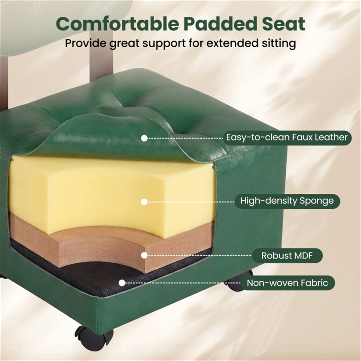 Set of 2 Stackable Small Rolling Stools with Brake Wheels, Compact Shoe Changing Footrest for Entryway US FREE SHIPPING