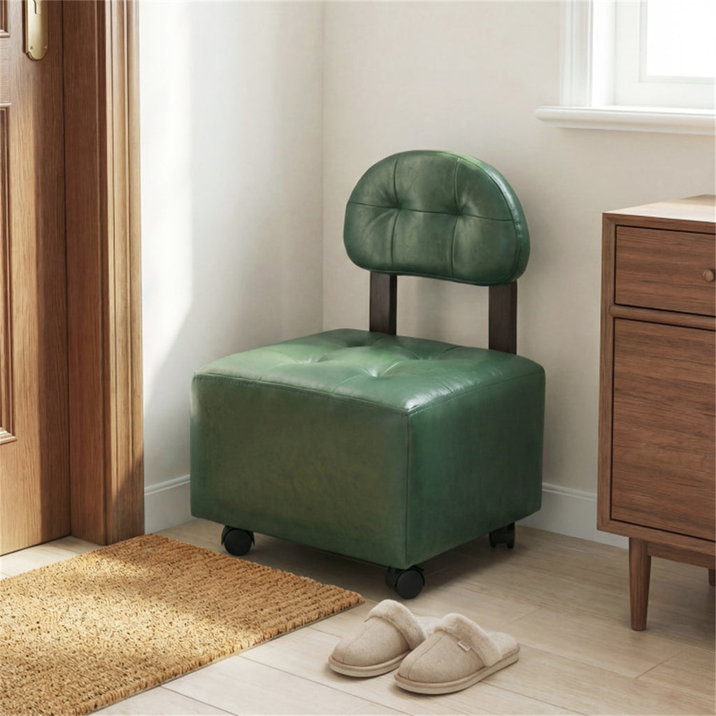 Set of 2 Stackable Small Rolling Stools with Brake Wheels, Compact Shoe Changing Footrest for Entryway US FREE SHIPPING