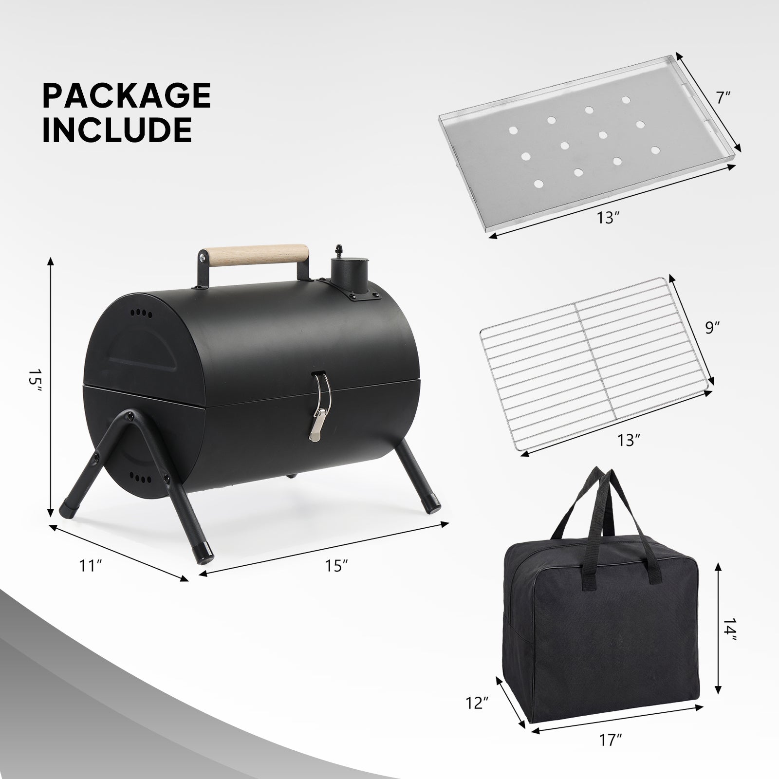 Portable Charcoal Grill Outdoor Stove, Two Side Carbon Griller for BBQ, Tabletop Barbecue Grill for Outdoor Camping Backyard Party, Black