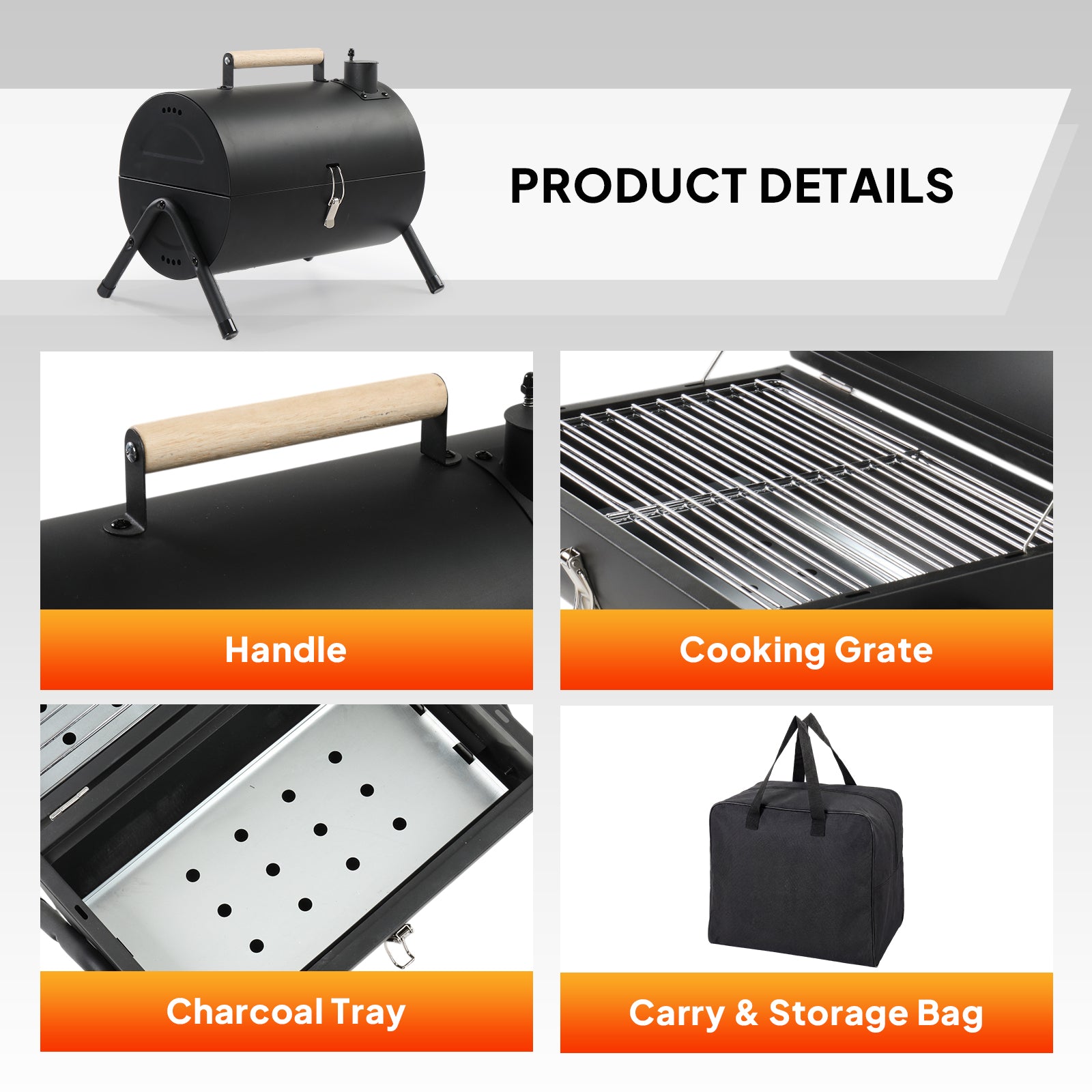 Portable Charcoal Grill Outdoor Stove, Two Side Carbon Griller for BBQ, Tabletop Barbecue Grill for Outdoor Camping Backyard Party, Black