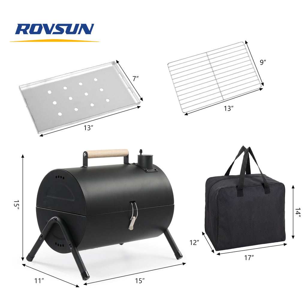 Portable Charcoal Grill Outdoor Stove, Two Side Carbon Griller for BBQ, Tabletop Barbecue Grill for Outdoor Camping Backyard Party, Black