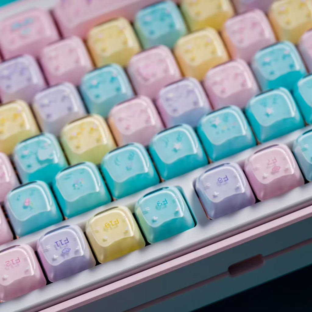 Macaron Meow Meow Cat Keycaps Set – MAO Profile, 134 Keys, PC+PBT