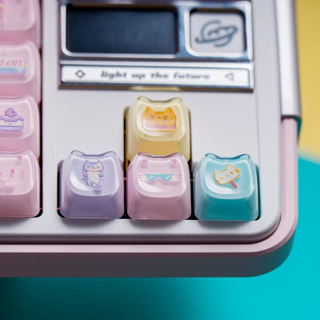 Macaron Meow Meow Cat Keycaps Set – MAO Profile, 134 Keys, PC+PBT
