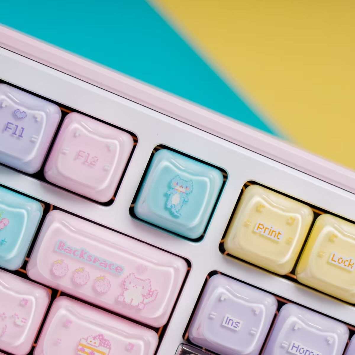Macaron Meow Meow Cat Keycaps Set – MAO Profile, 134 Keys, PC+PBT