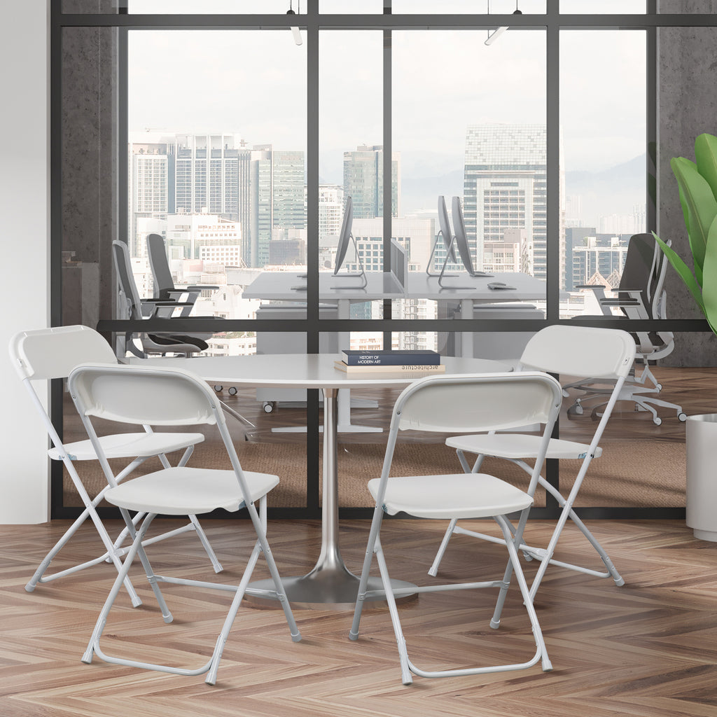 6pcs Injection Molding Classic Garden Plastic Folding Chair White