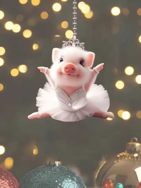 Cute Ballet Pig Acrylic Pendant – Car Mirror Charm, Bag Keychain Decoration | WildRush
