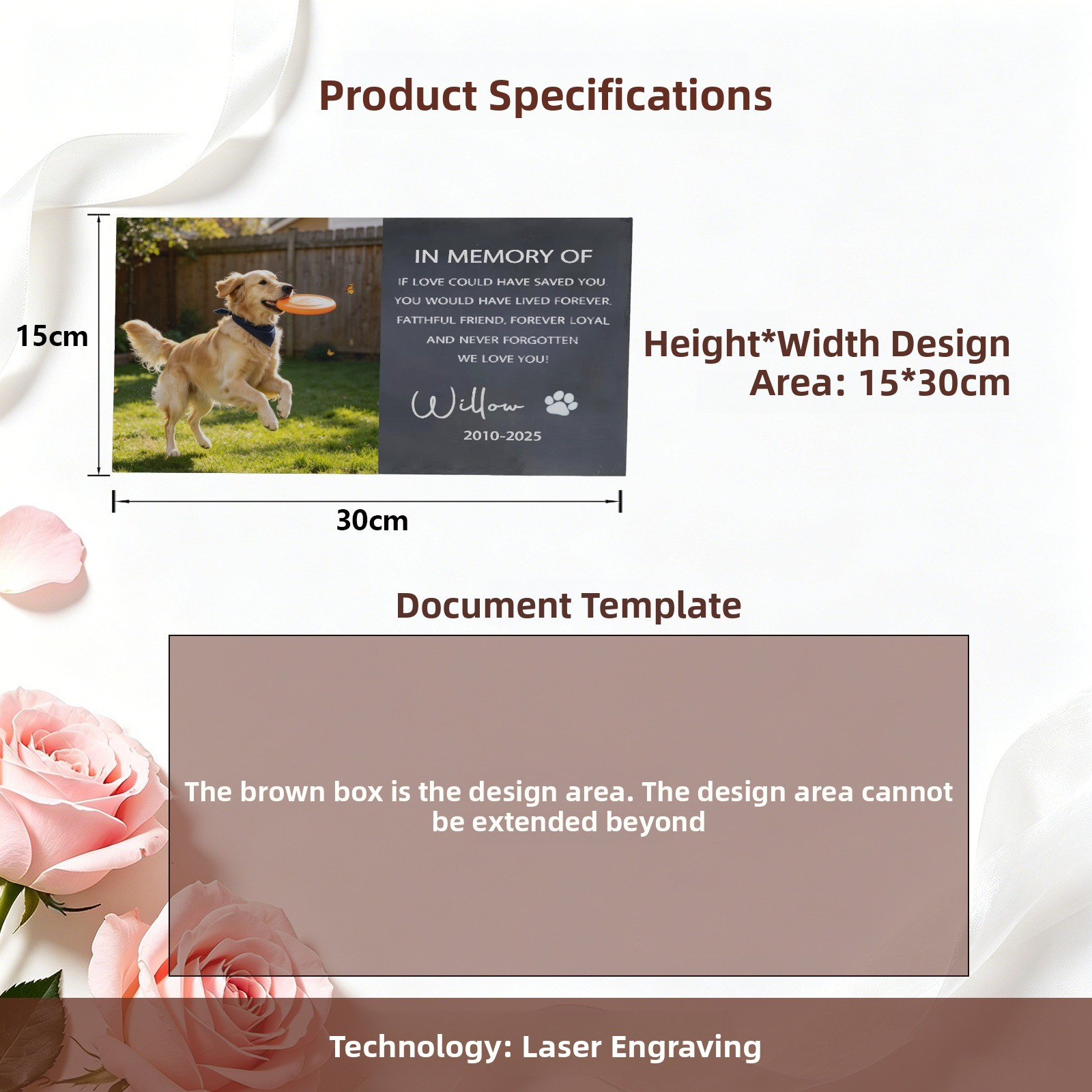 Personalized Stone Pet Memorial Headstone – Custom Name & Epitaph | Free US Shipping
