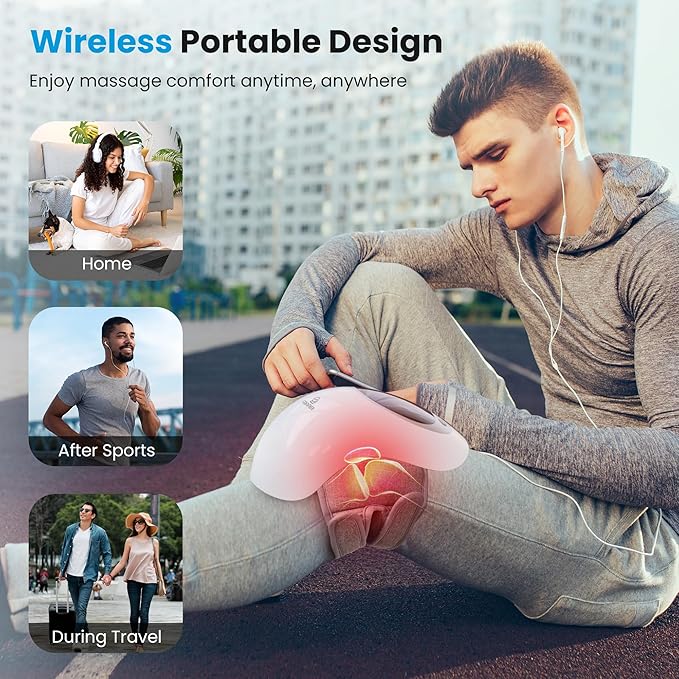 Knee Massager,Cordless Knee Massager and Vibration,Adjustable Temperature Knee Massager with Clear Visible LED Screen Comfort US STOCK FREE SHIPPING