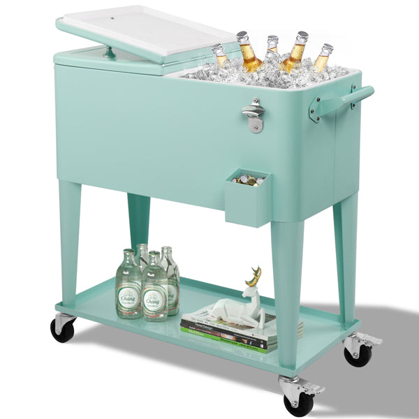 80-Quart Rolling Cooler Cart with Wheels – 48hr Cold, Bottle Opener, 3 Colors | WildRush