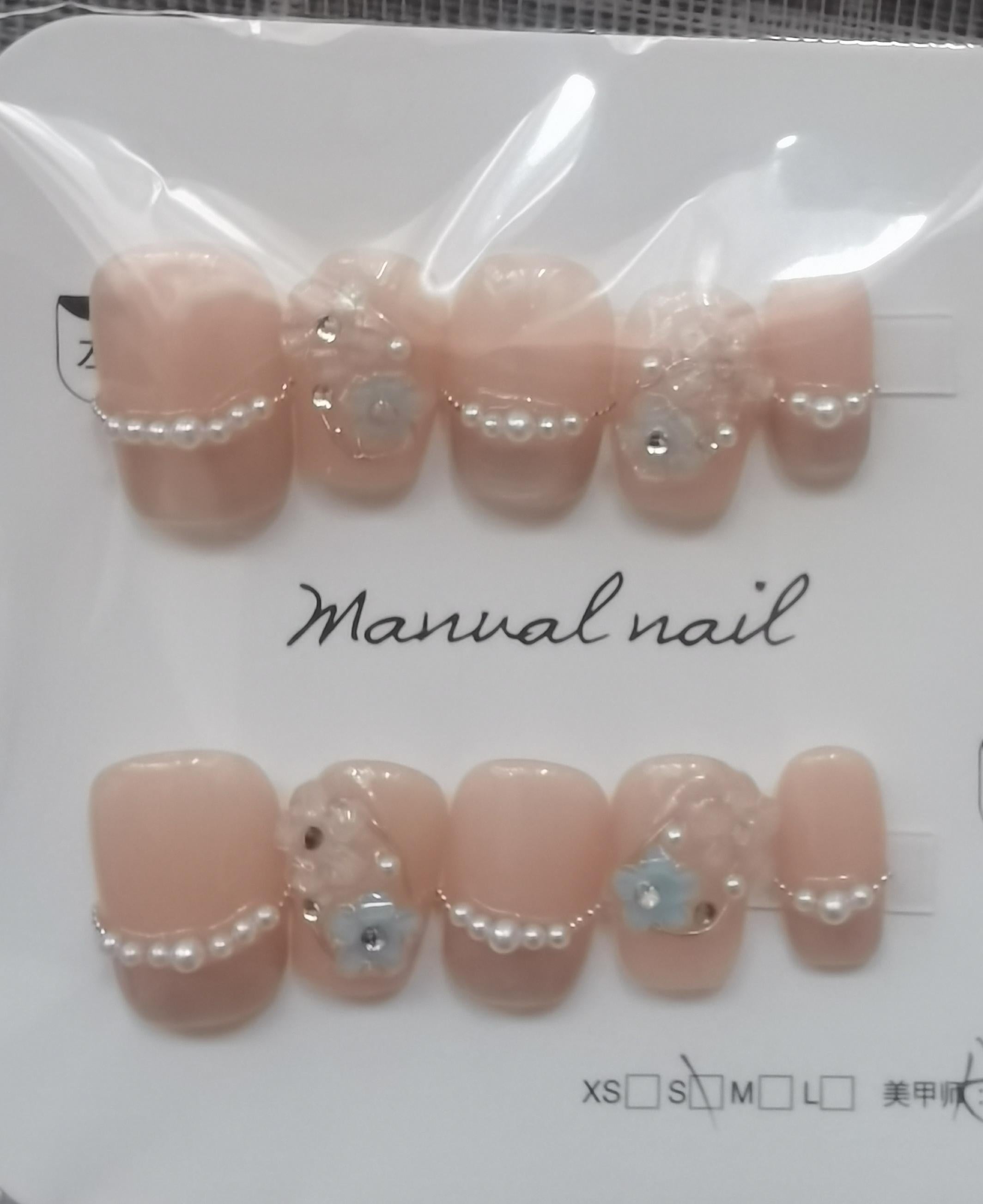 Handmade Floral Press-On Nails 10pcs – Pink Flower Wearable Nail Set, Fairy Style | WildRush