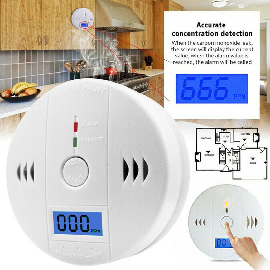 FREE SHIPPING LCD Display CO Carbon Monoxide Gas Detector Device Home Safety Alarm Detector