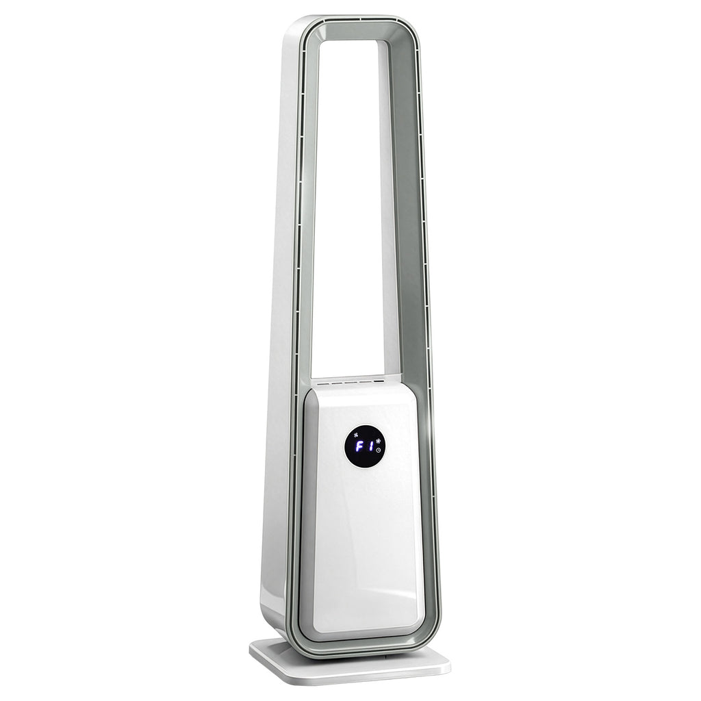US STOCK US Standard HTY2204 bladeless fan 110V 36W 35-inch bladeless fan with LED electronic display, black-edged remote control, plastic, aluminum motor, white, 3-speed wind, 12-hour timer, 3 modes, left-right oscillation, air purification, trapezoid