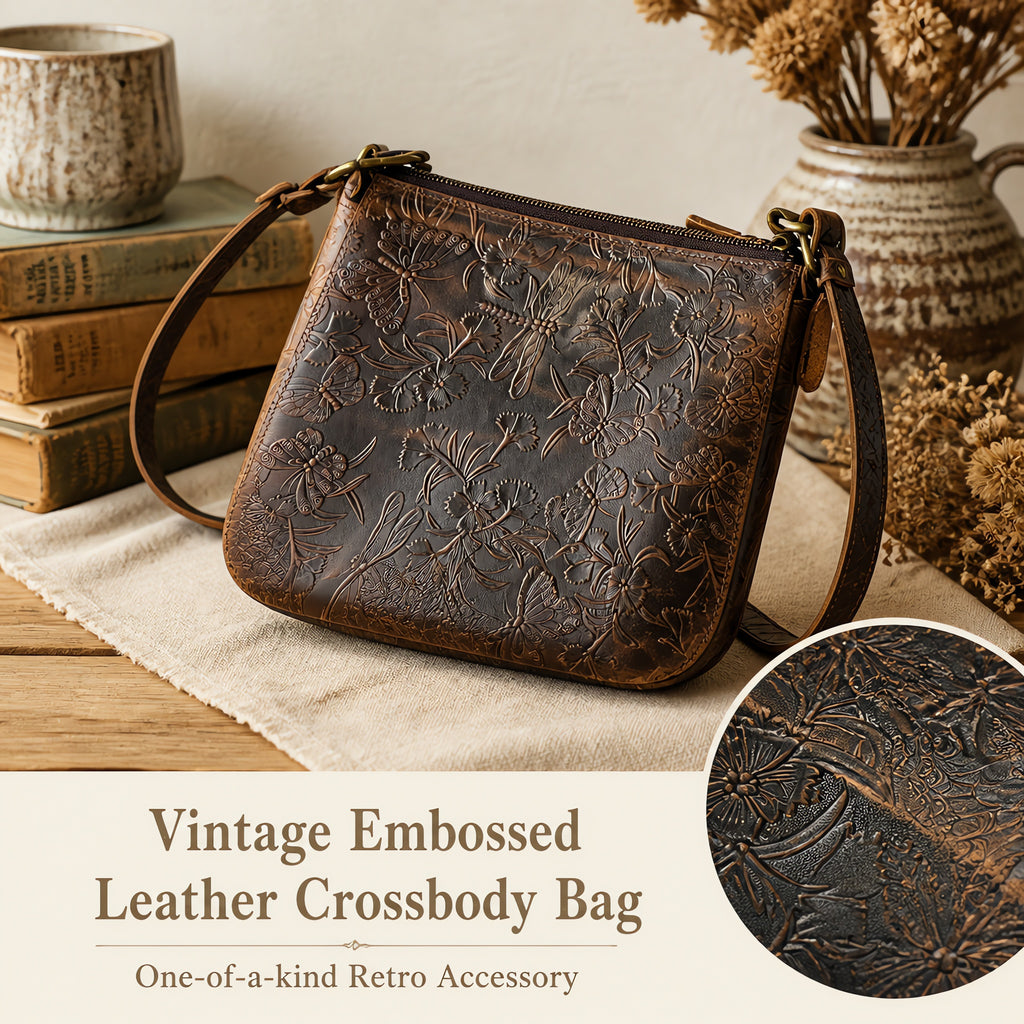 Premium Cowhide Embossed Crossbody Bag