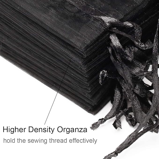 Organza Bags 4x6 Inch 50 Pack – Black Sheer Gift Bags for Wedding, Party & Retail | WildRush