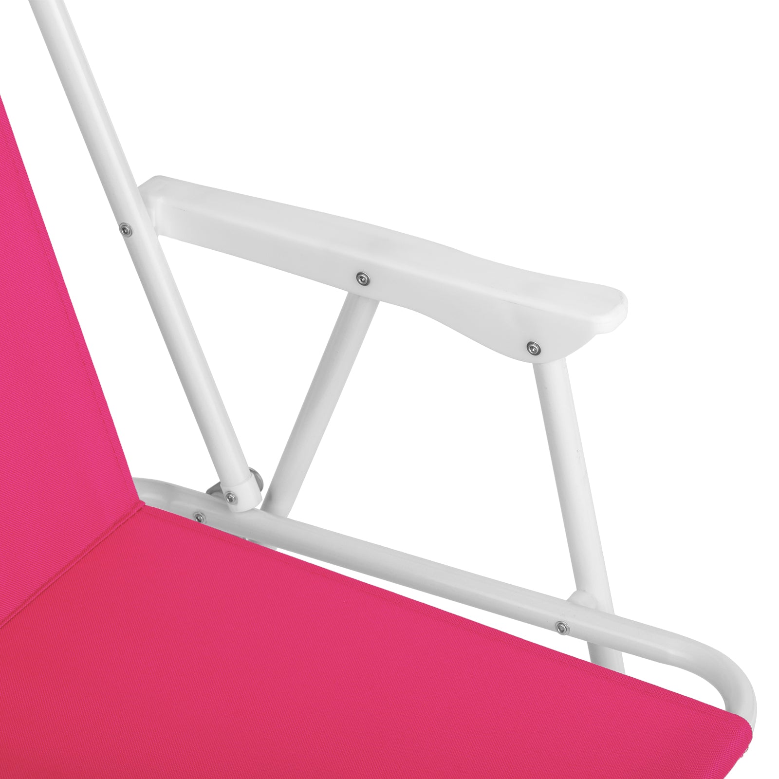 1 Pack Folding Beach Chair with Umbrella, XL Size, 15" Seat Height, Barbie Pink, Steel Spring Chair with Cross Bar, Oxford Cloth, 120kg Capacity