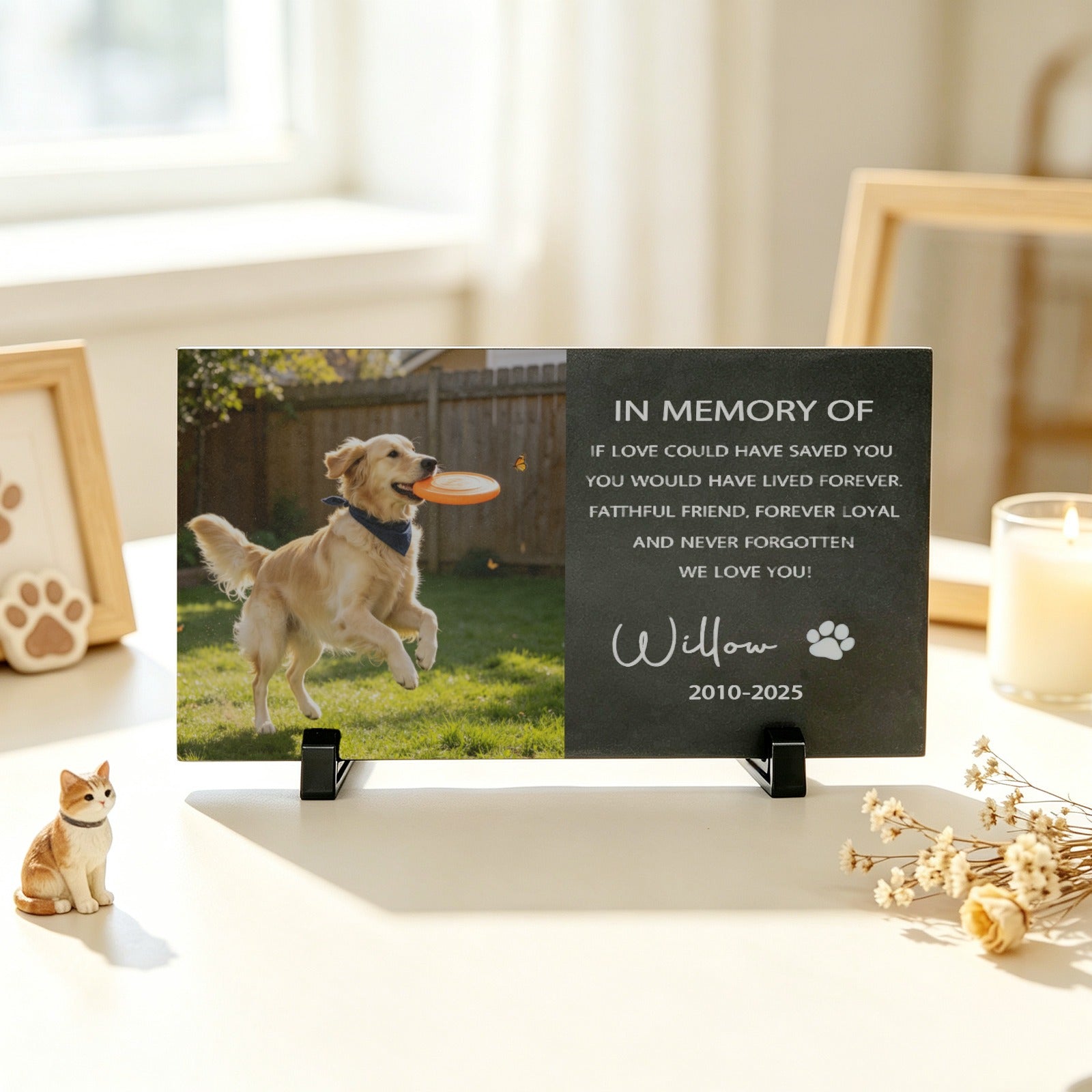 Personalized Stone Pet Memorial Headstone – Custom Name & Epitaph | Free US Shipping