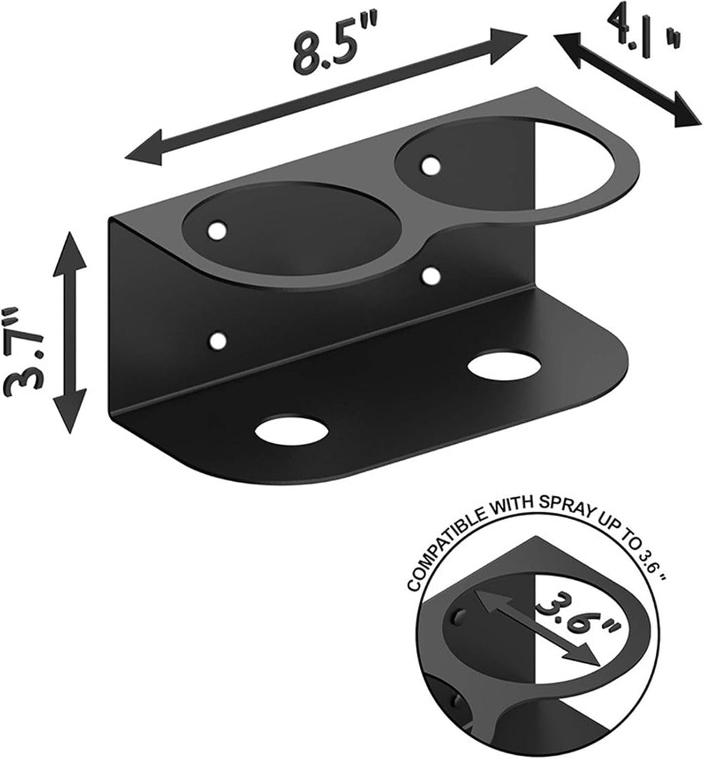 Wall Mounted Spray Bottle Holder Organizer – Heavy Duty Metal Rack, Double Holes, Black | WildRush