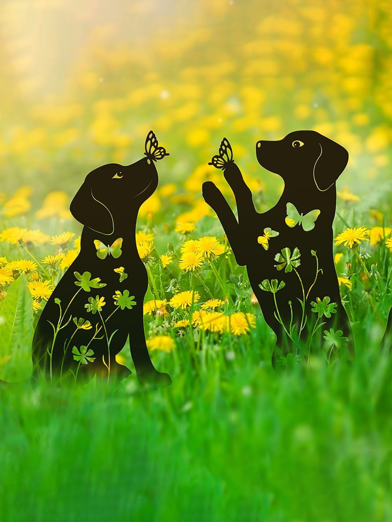 US STOCK FREE SHIPPING 2pcs Metal Dog Garden Decor: Adorable Puppy Silhouette Stakes. These Decorative Outdoor Yard Art Pieces, Ideal for Dog Lovers, Make Charming Garden De