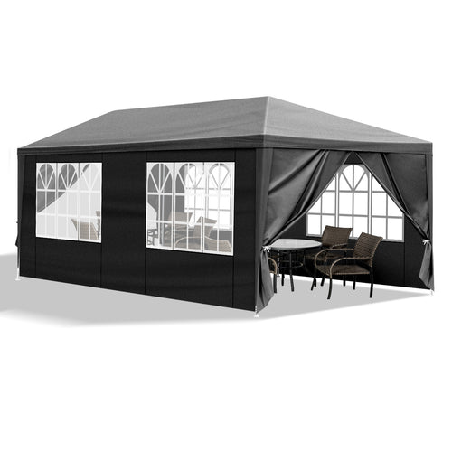 10x20ft Outdoor Canopy Tent with 6 Removable Sidewalls – Waterproof Party Gazebo, Patio Wedding Tent, Black