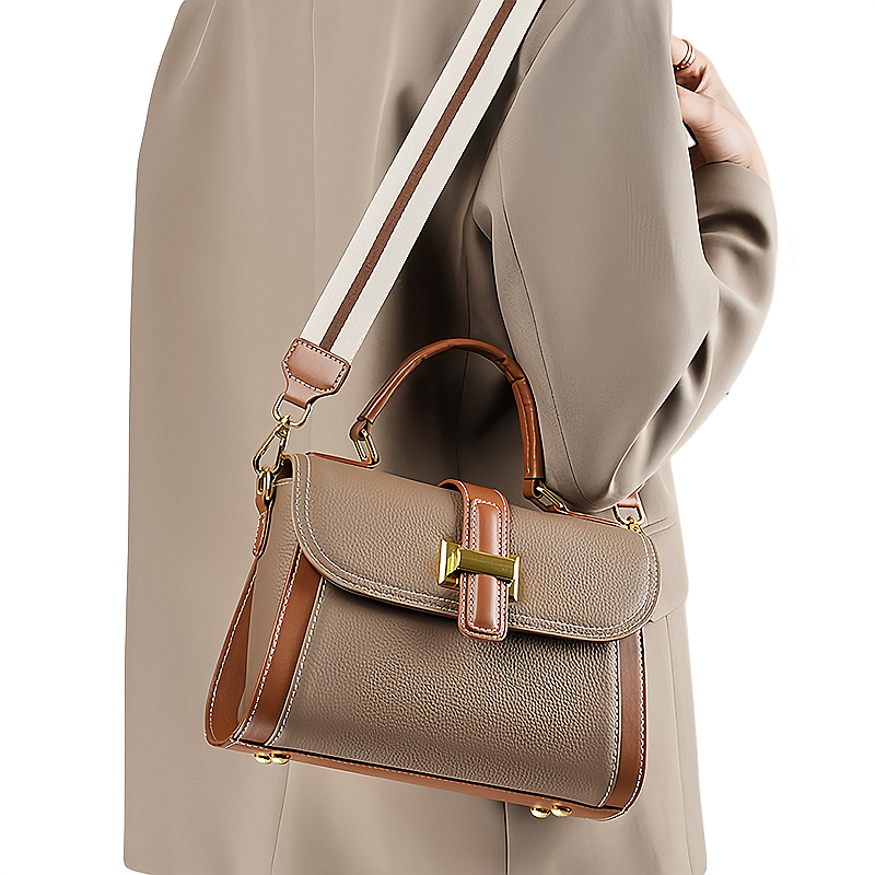 Genuine Cowhide Leather Crossbody Bag for Women - Small Light Luxury Shoulder Handbag