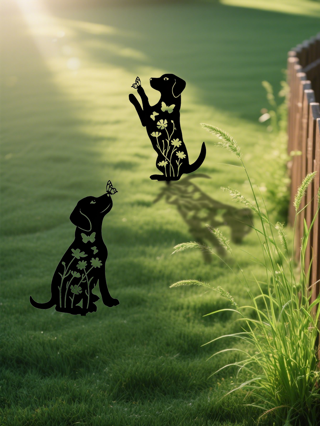 US STOCK FREE SHIPPING 2pcs Metal Dog Garden Decor: Adorable Puppy Silhouette Stakes. These Decorative Outdoor Yard Art Pieces, Ideal for Dog Lovers, Make Charming Garden De