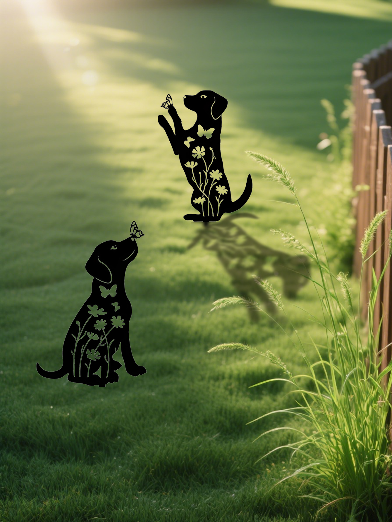 US STOCK FREE SHIPPING 2pcs Metal Dog Garden Decor: Adorable Puppy Silhouette Stakes. These Decorative Outdoor Yard Art Pieces, Ideal for Dog Lovers, Make Charming Garden De