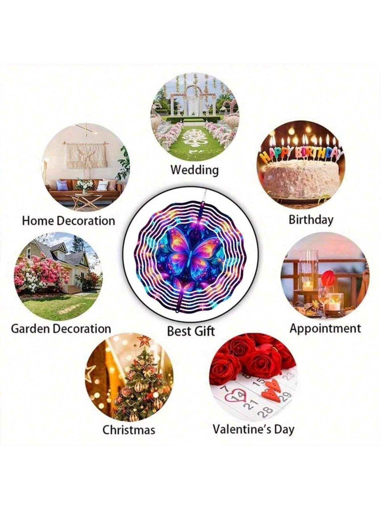 US STOCK FREE SHIPPING 3D Metal Blue Butterfly Wind Spinner: Yard and Garden Decoration, 25.4cm Kinetic Outdoor Spinner, Spinfinity Wind Sculpture, No Feather, Classic Style