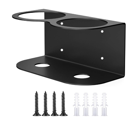 Wall Mounted Spray Bottle Holder Organizer – Heavy Duty Metal Rack, Double Holes, Black | WildRush