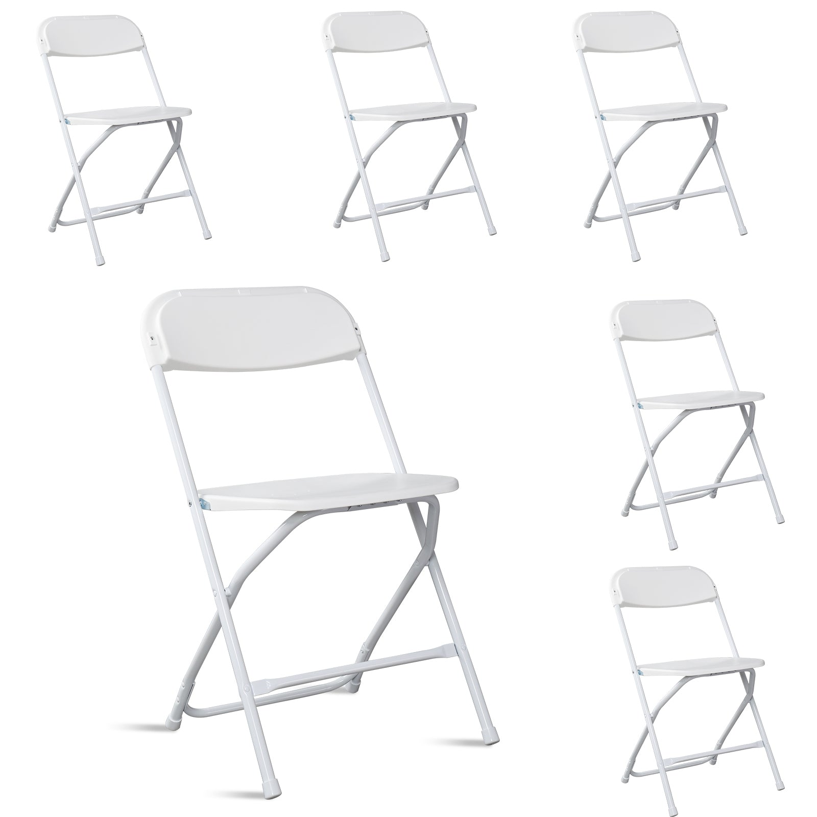6pcs Injection Molding Classic Garden Plastic Folding Chair White