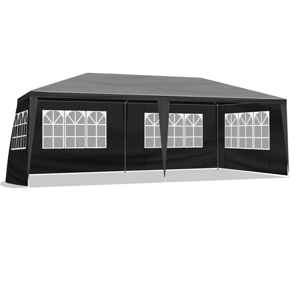 US STOCK FREE SHIPPING Blue& White Strip10'x20' Outdoor Party Tent with 6 Removable Sidewalls, Waterproof Canopy Patio Wedding Gazebo, Black