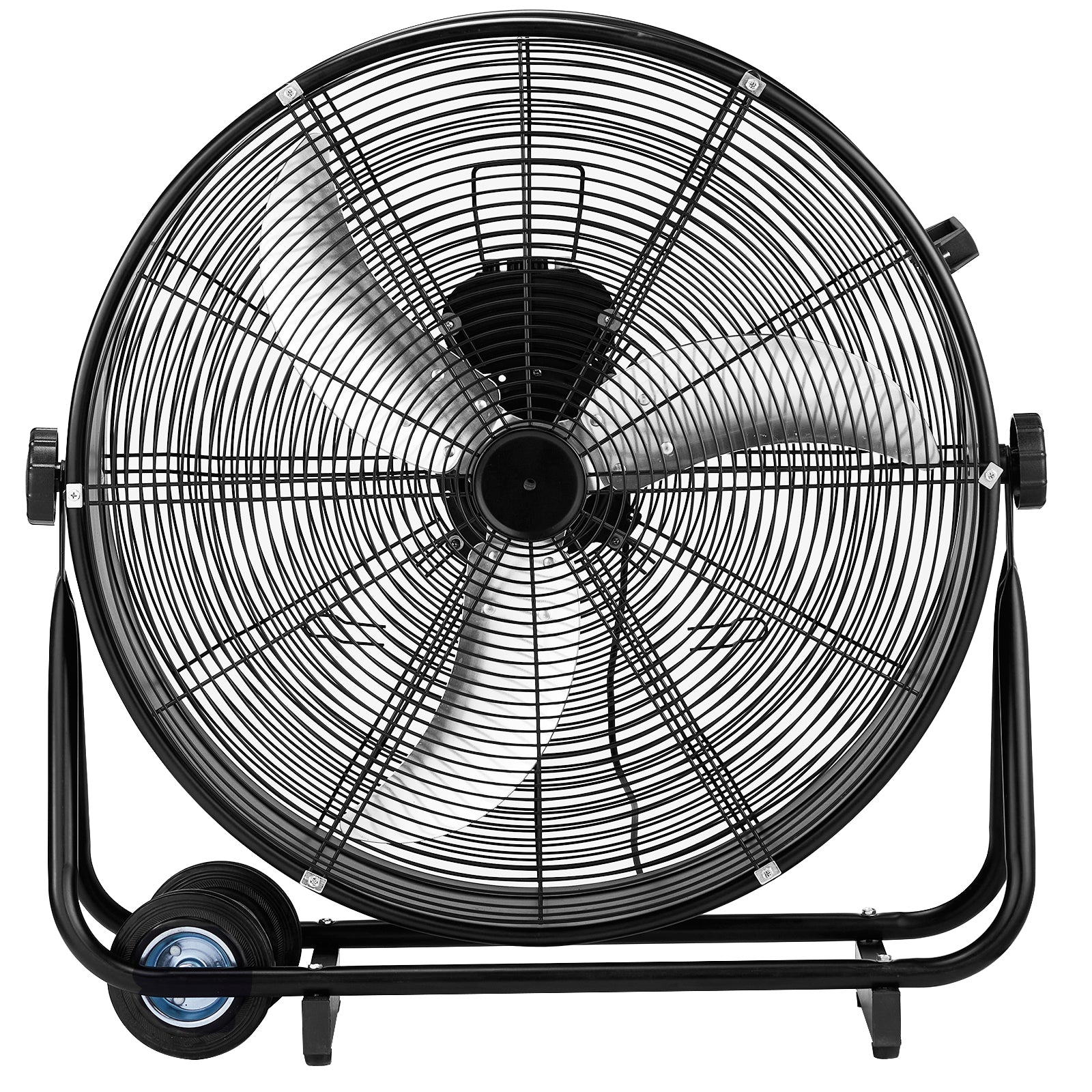 US Standard MLD-30 Industrial Drum Fan, 30 Inch 110V 230W High Velocity Floor Fan, 3 Speed Heavy Duty Black Metal Air Circulator, Adjustable Tilt with Outer Double Wheels, Copper Motor Single Side Support for Warehouse Commercial Use