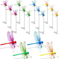 Dragonfly Garden Clips 12 Pack - Realistic Garden Stakes & Yard Ornaments for Outdoor Decor