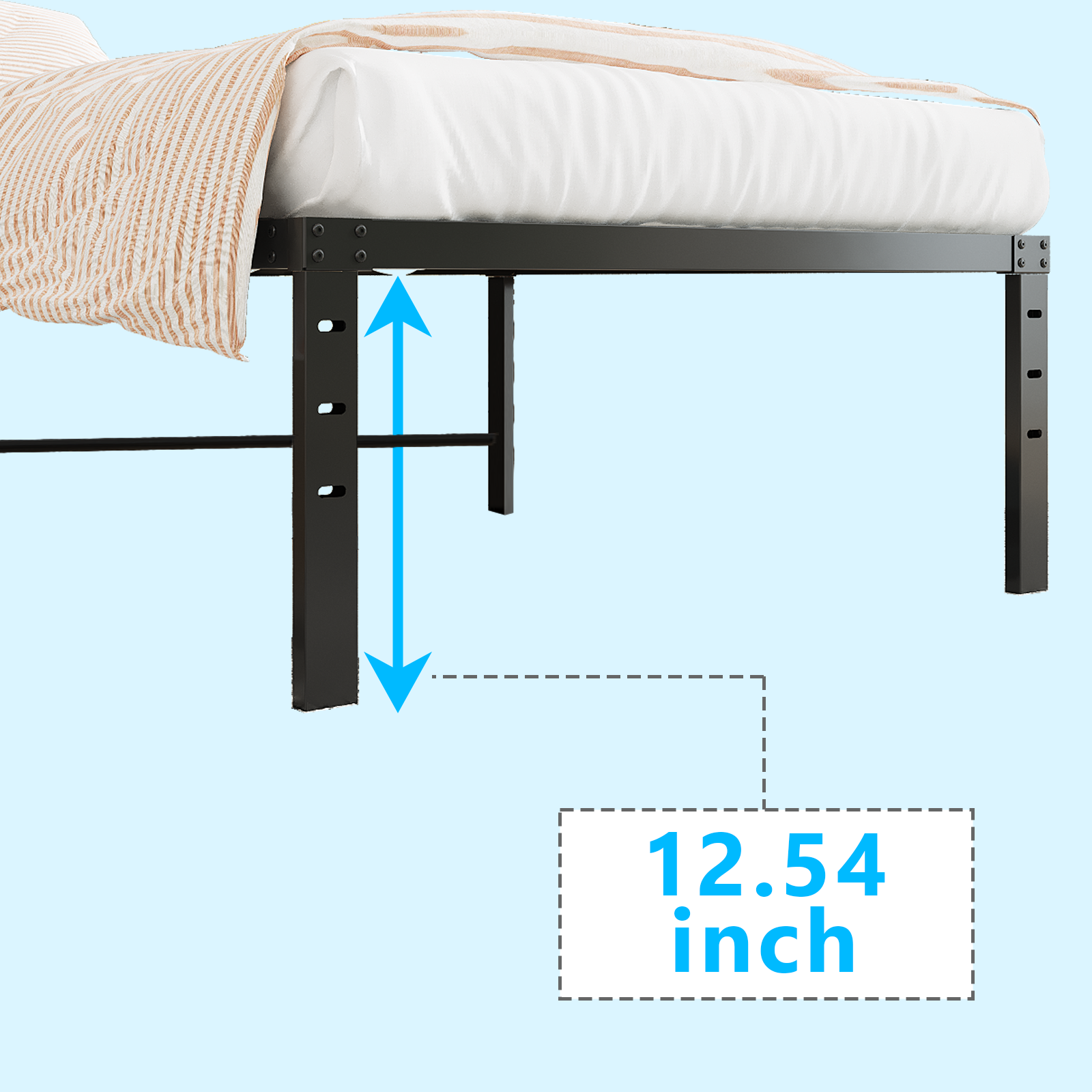 US STOCK FREE SHIPPING Black Twin Size Simple Basic Platform Metal Bed Frame - 14 Inch Bed Height