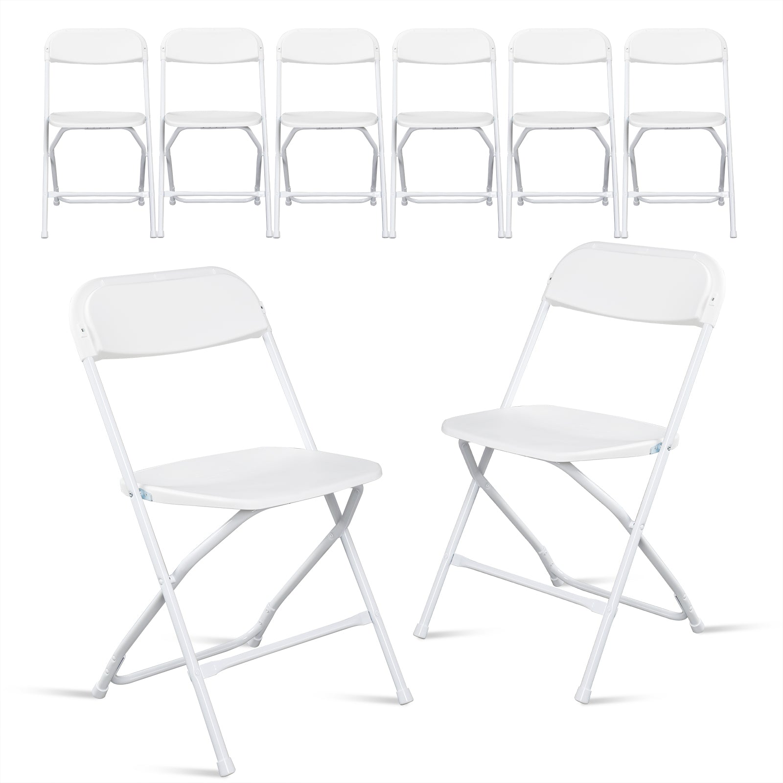 6pcs Injection Molding Classic Garden Plastic Folding Chair White
