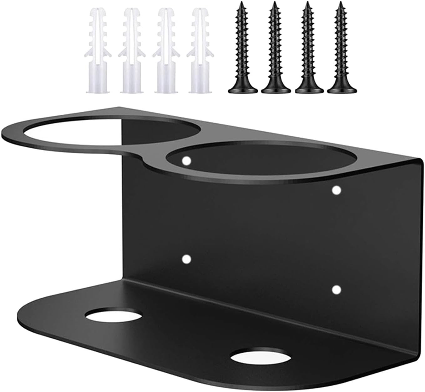 Wall Mounted Spray Bottle Holder Organizer – Heavy Duty Metal Rack, Double Holes, Black | WildRush