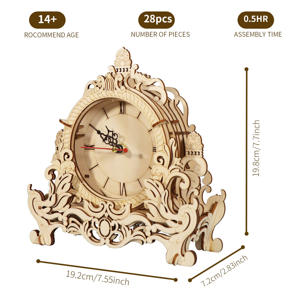 3D Wooden Puzzle Clock Model Kits Building Kits Desktop Clock DIY Architectural Building Blocks Creative Gift Home Decor for Family