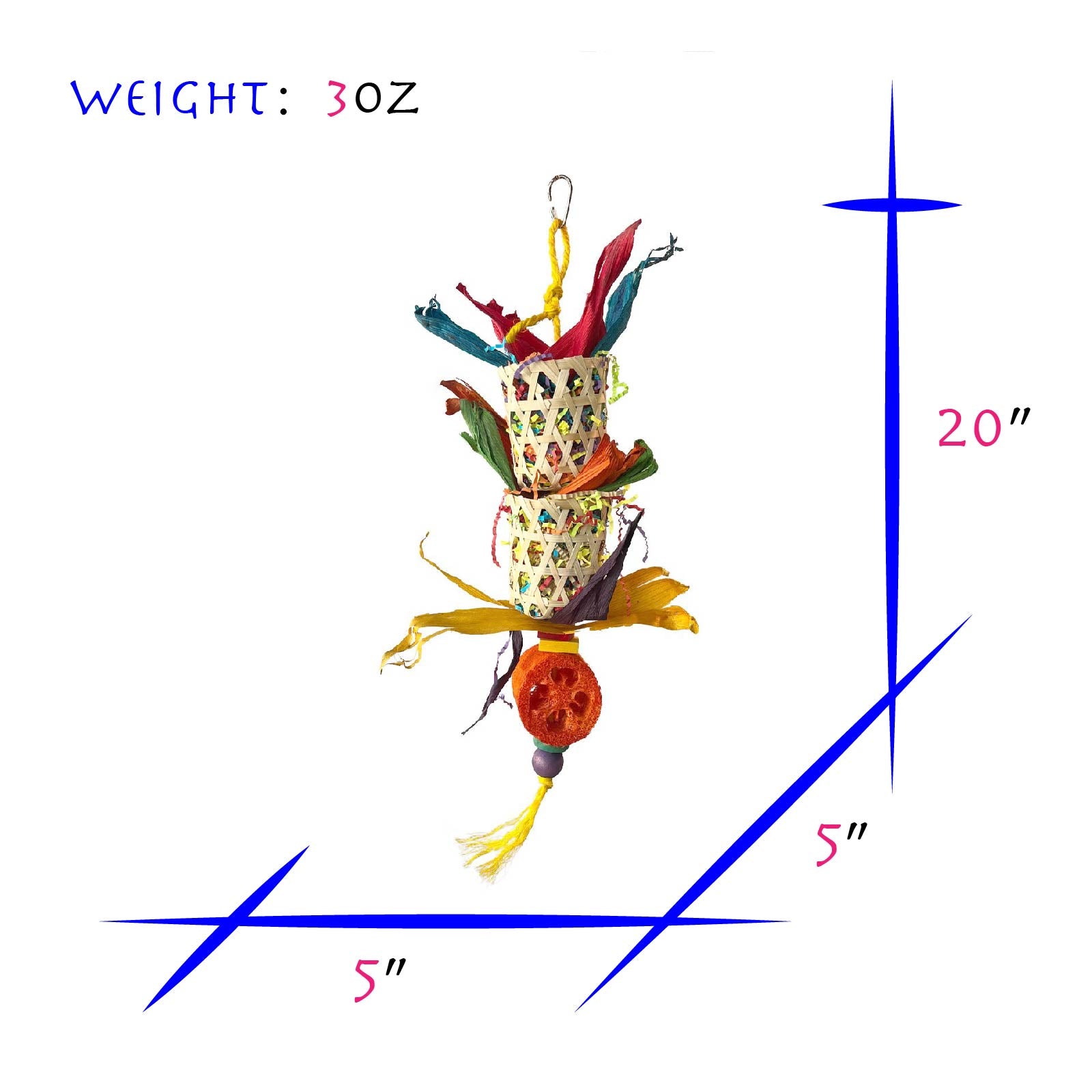 Double Bamboo Basket Foraging Toy – Handmade Parrot Bird Toy with Hemp Rope & Crinkle Paper | WildRush