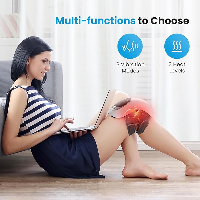 Knee Massager,Cordless Knee Massager and Vibration,Adjustable Temperature Knee Massager with Clear Visible LED Screen Comfort US STOCK FREE SHIPPING