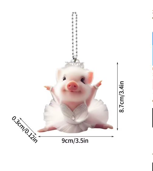 Cute Ballet Pig Acrylic Pendant – Car Mirror Charm, Bag Keychain Decoration | WildRush