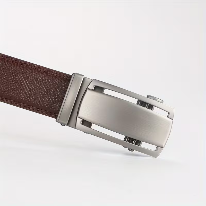 Men's Automatic Ratchet Leather Belt – Brown, 115cm, Fits 32–38" | WildRush