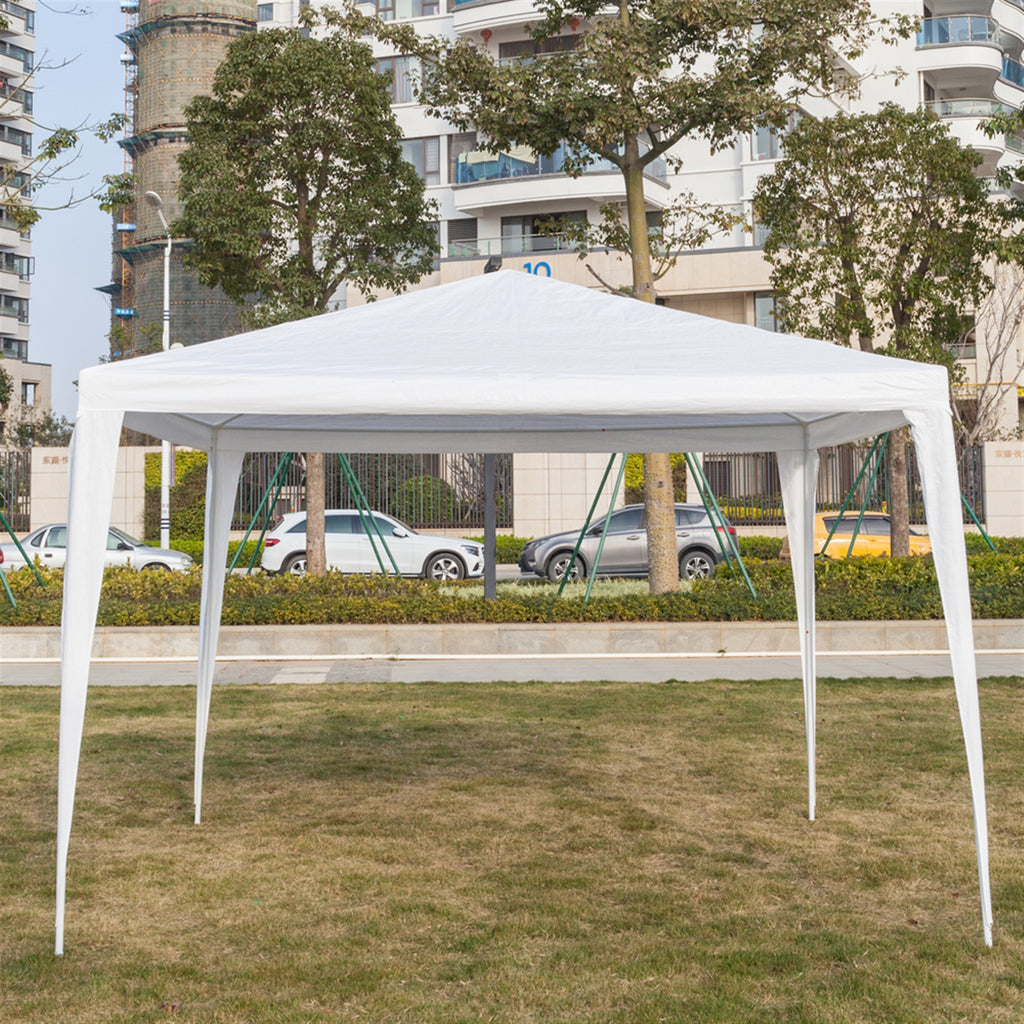 3x3m Three-Sided Waterproof Canopy Tent – Spiral Tube Frame, PE Cloth, White | WildRush