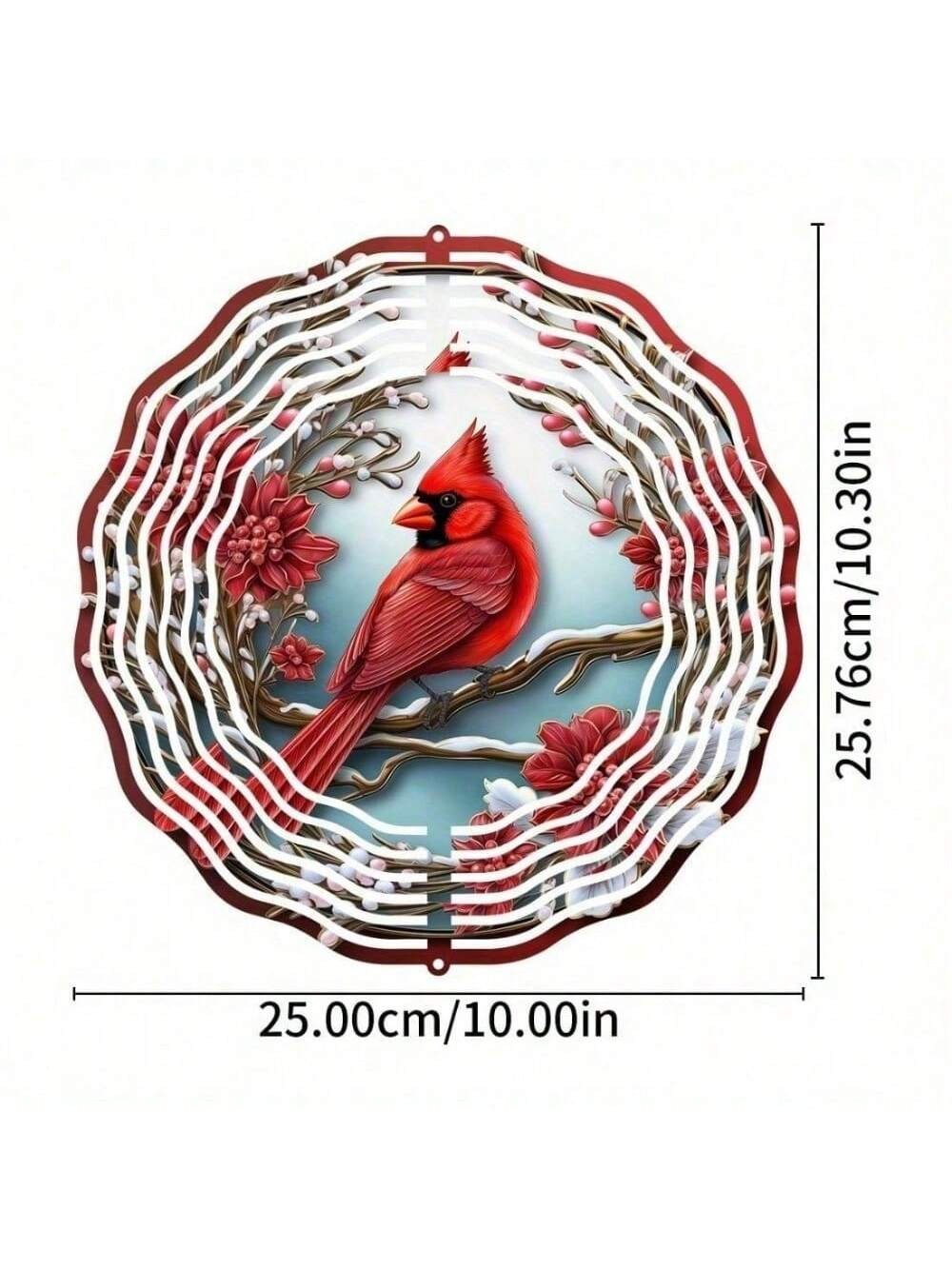 US STOCK FREE SHIPPING Vibrant Red Cardinal Wind Spinner & Mandala Wind Chime - Outdoor Metal Hanging Decor for Garden Patio | Thanksgiving Christmas Decoration