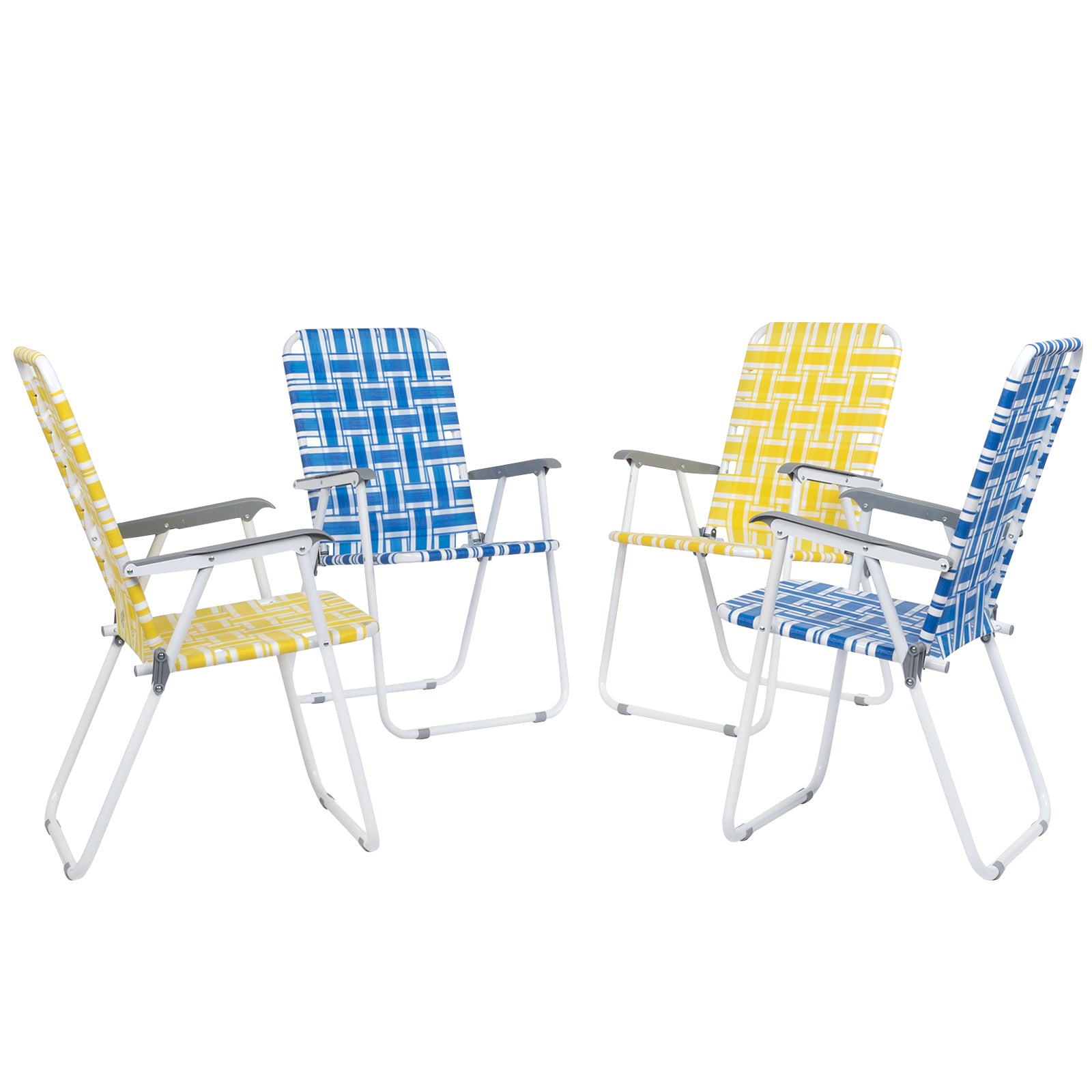 US STOCK FREE SHIPPING 2pcs Steel Tube PP Webbing Bearing 120kg Folding Beach Chair Blue& White Strip