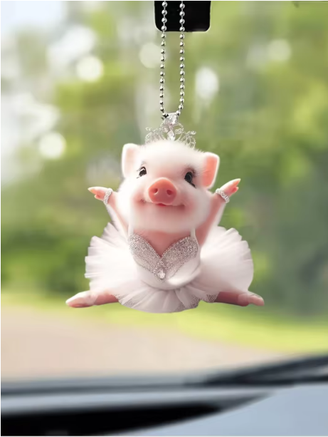 Cute Ballet Pig Acrylic Pendant – Car Mirror Charm, Bag Keychain Decoration | WildRush