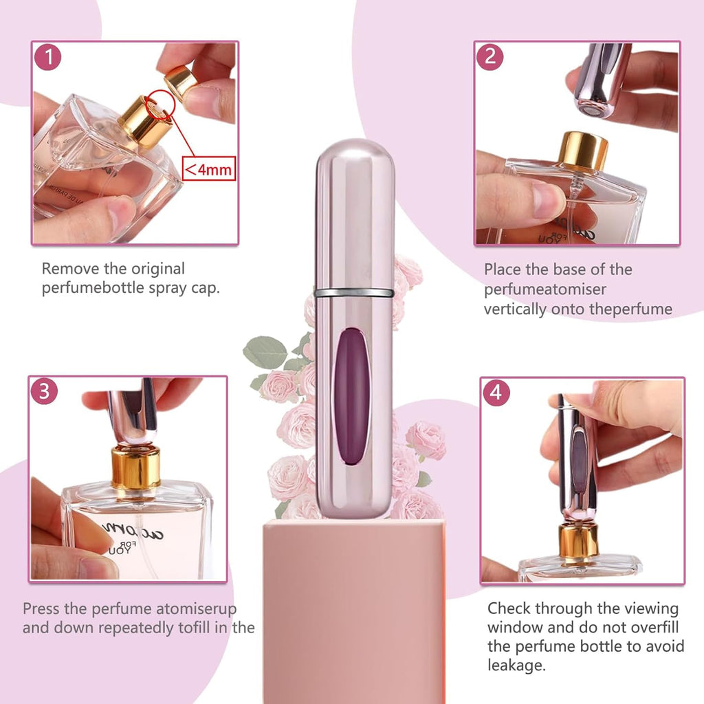4Pcs Refillable Perfume Atomizer Spray Bottles Set (5ml) - US Stock & Free Shipping