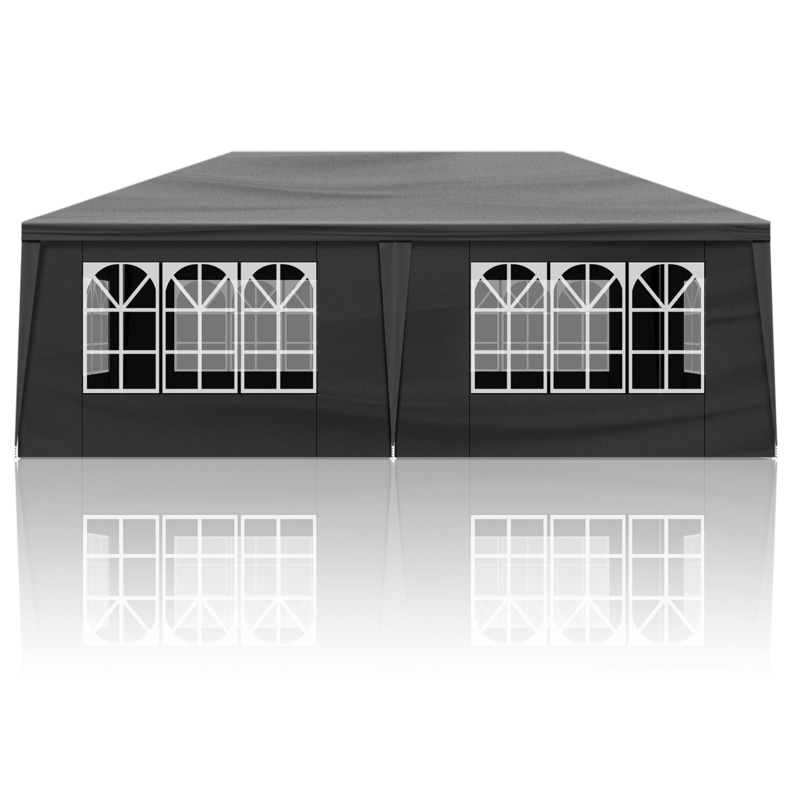US STOCK FREE SHIPPING Blue& White Strip10'x20' Outdoor Party Tent with 6 Removable Sidewalls, Waterproof Canopy Patio Wedding Gazebo, Black