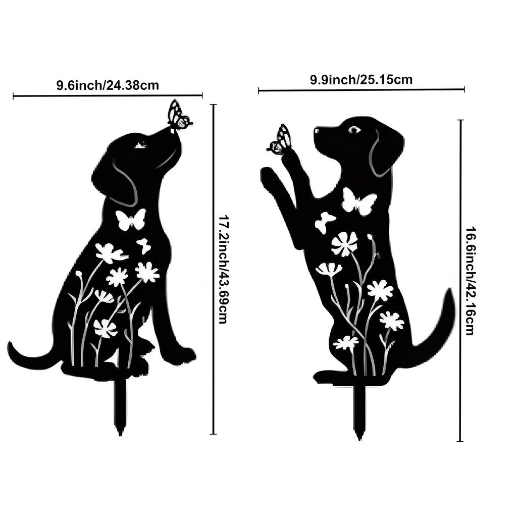 US STOCK FREE SHIPPING 2pcs Metal Dog Garden Decor: Adorable Puppy Silhouette Stakes. These Decorative Outdoor Yard Art Pieces, Ideal for Dog Lovers, Make Charming Garden De
