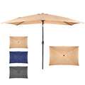 10 x 6.5 FT Square Patio Umbrella, Tilting Outdoor Market Umbrella with 6 Iron Ribs & Iron Pole, Polyester Fabric Yard Sun Shade Umbrella Khaki