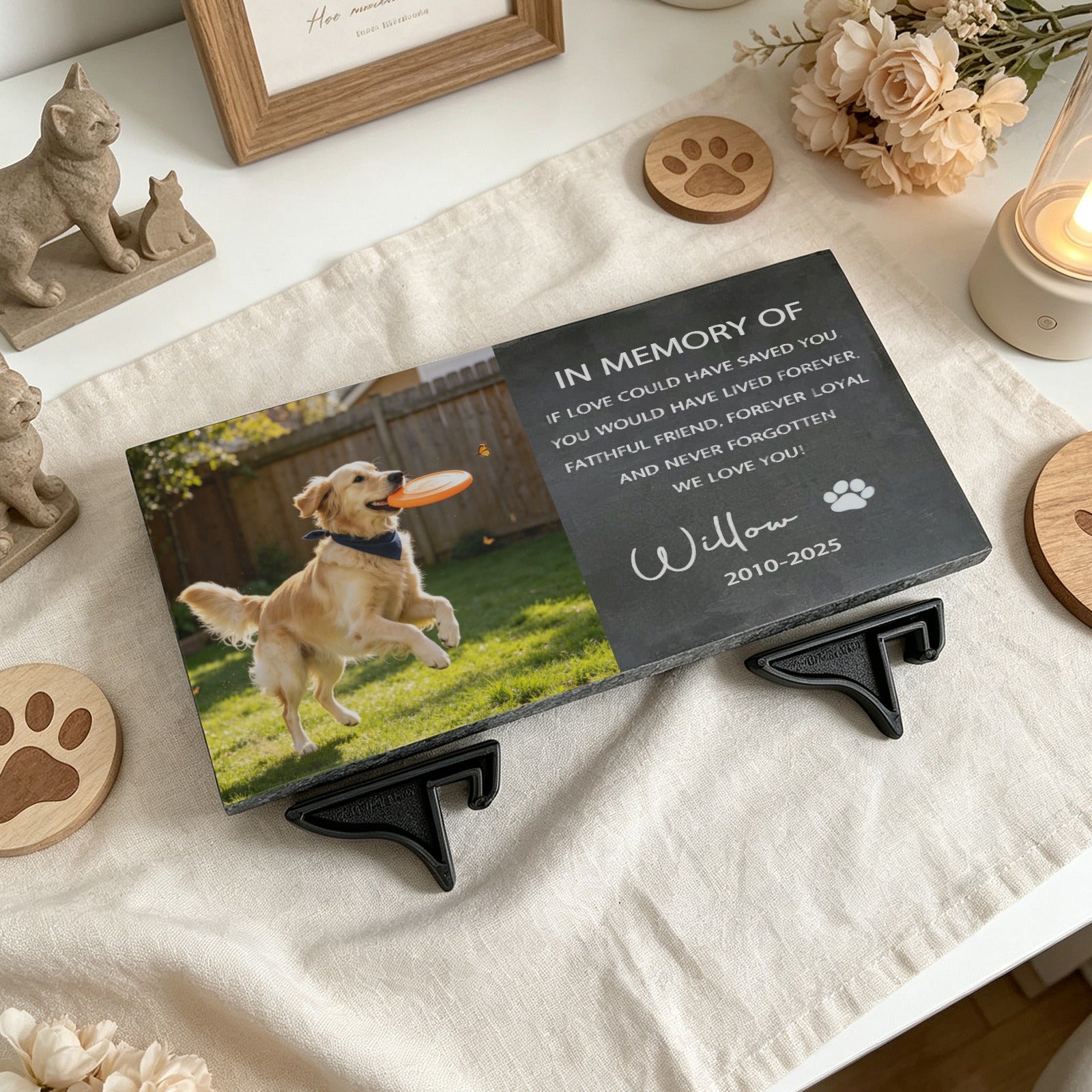 Personalized Stone Pet Memorial Headstone – Custom Name & Epitaph | Free US Shipping